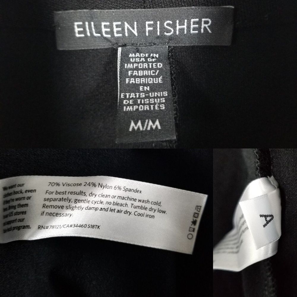 Eileen Fisher Black Viscose Blend Ponte Jersey Minimalist Longline Cardigan Sz M - Picture 13 of 14